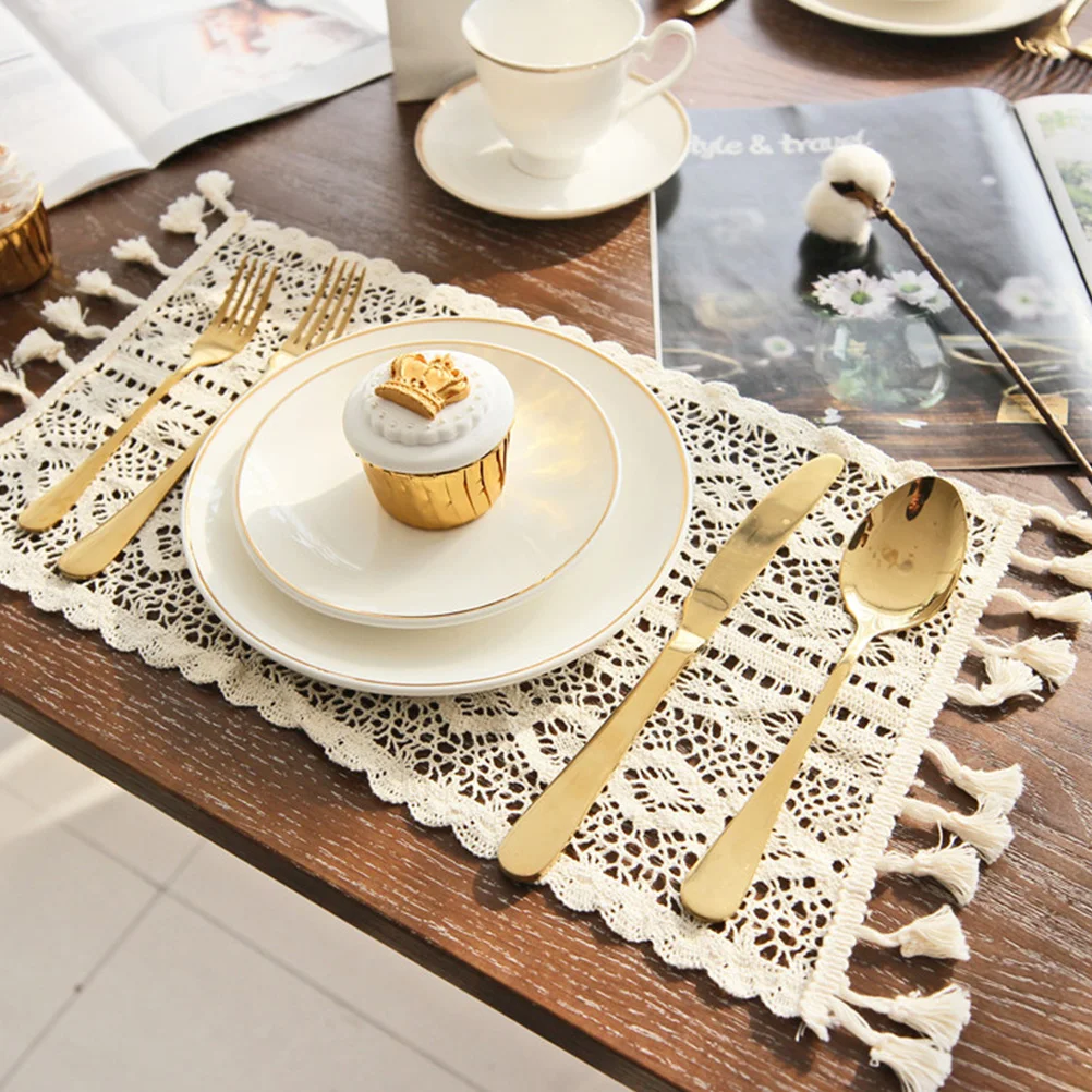 

2Pcs Mat French Mat Chic Tablecloth Place Mat Table Decor for Banquet Party