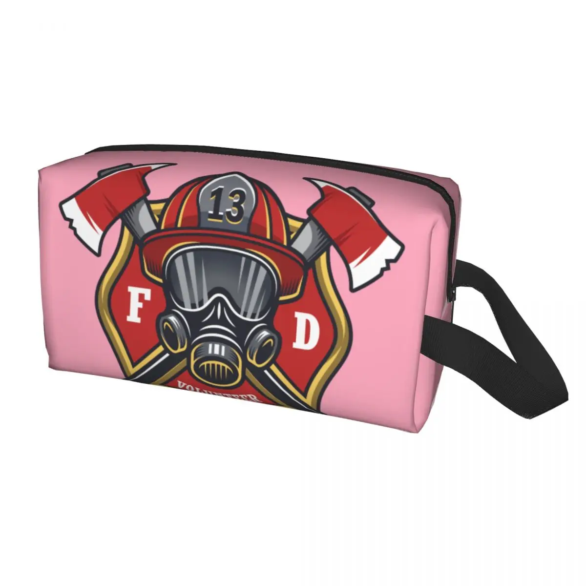 

Custom Firefighter Skull Toiletry Bag for Women Fireman Fire Rescue Cosmetic Makeup Organizer Ladies Beauty Storage Dopp Kit Box
