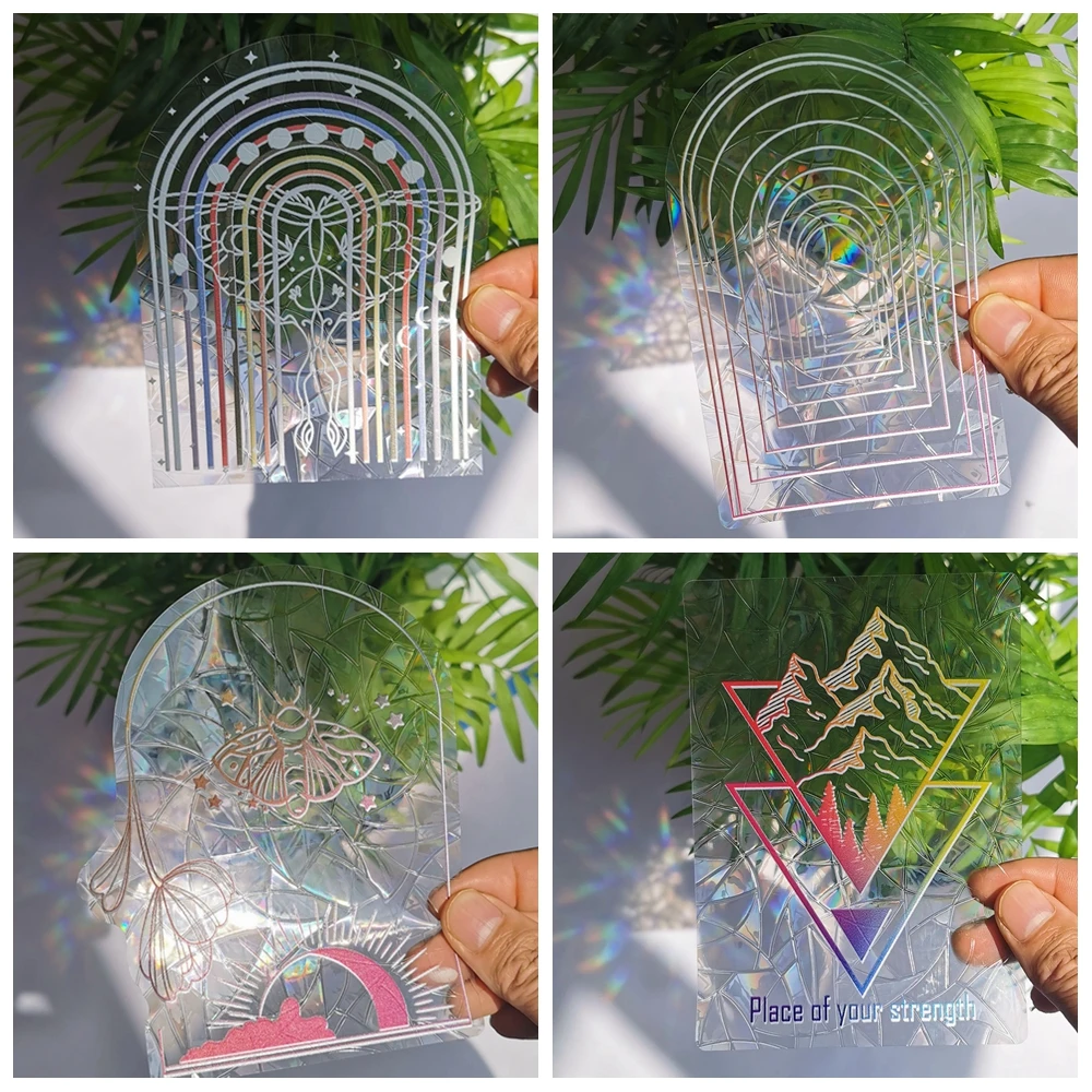 

Rainbow Prisms Sticker Permanent Vinyl Rainbow Prism Static Sticker Stained Glass Carton Vinilo Adhesivo Decoracion De Baño 10pc