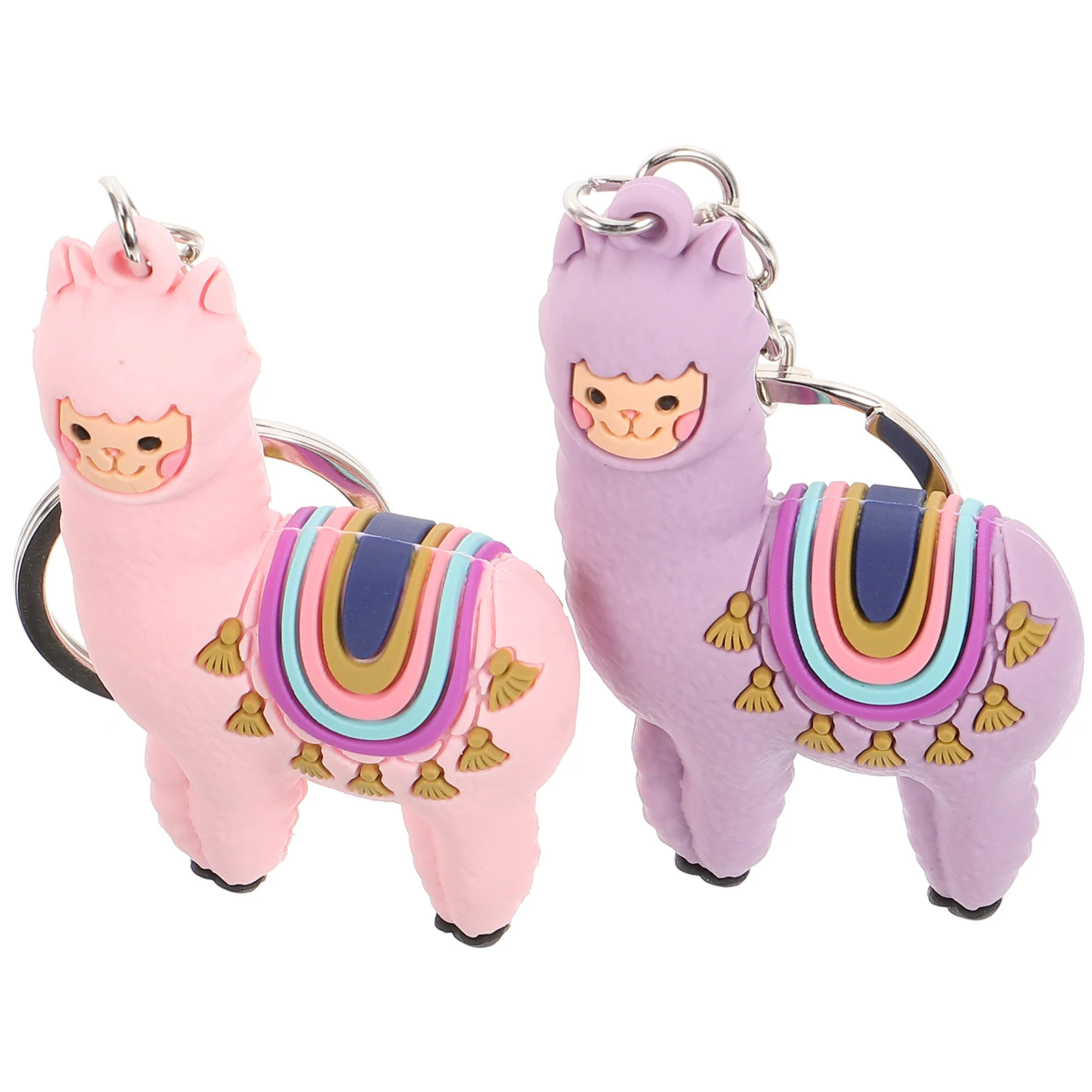 

2 Pcs Alpaca Keychain Cartoon Ring Pendant Decor Backpack Keychains Accessories Pvc Soft Glue Child Wallet