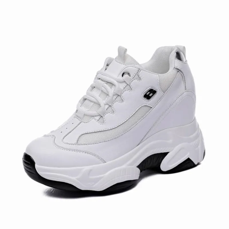 

Женские массивные кроссовки, толстая подошва, платформа, Вулканизированная подошва, повседневная обувь, кожаные, белые, на весну