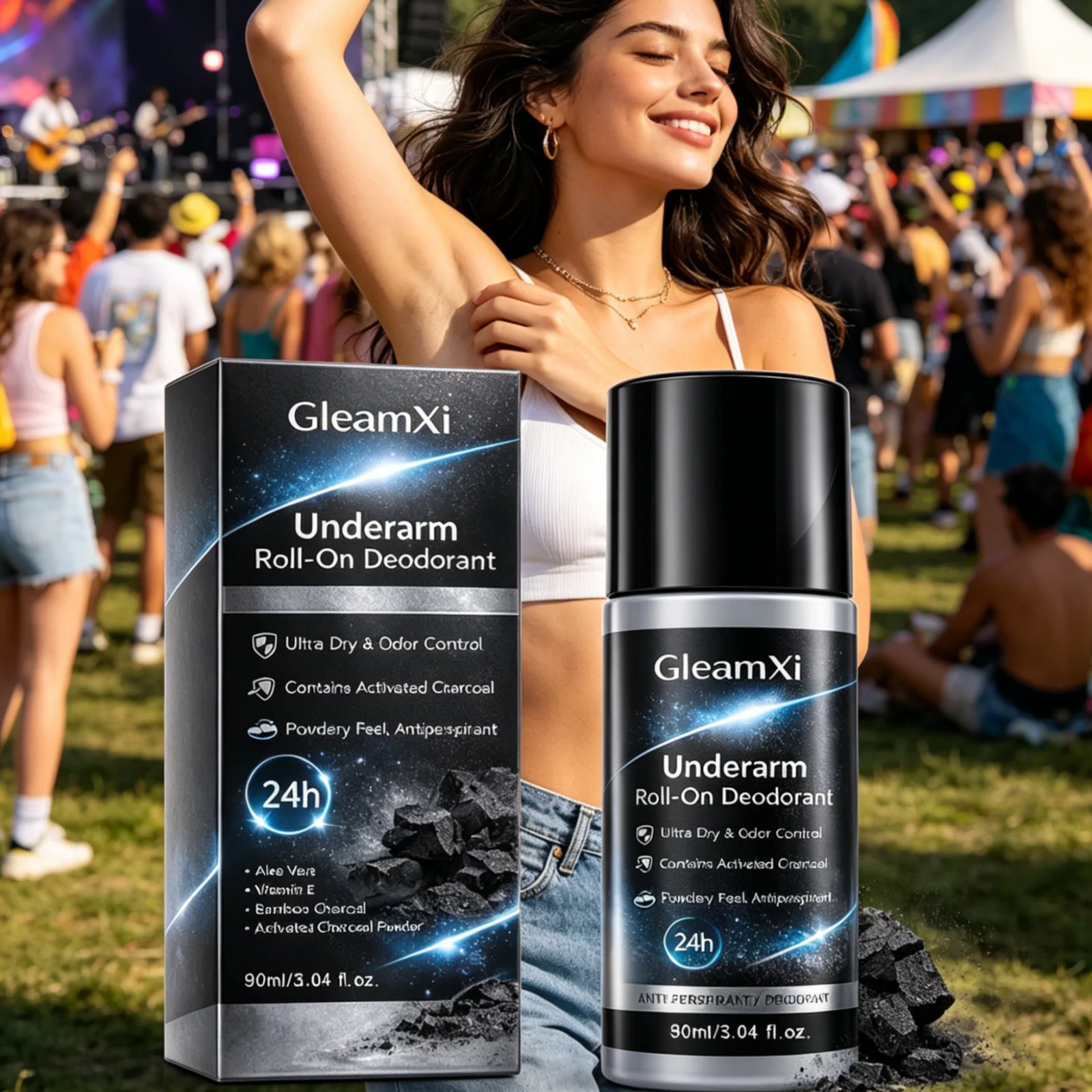 Фото Дезодорант-антиперспирант GleamXi Roll-on для подмышек, контроль запаха, предотвращение пятен от пота, быстрое высыхание, без ощущения стянутости, 90 мл №1