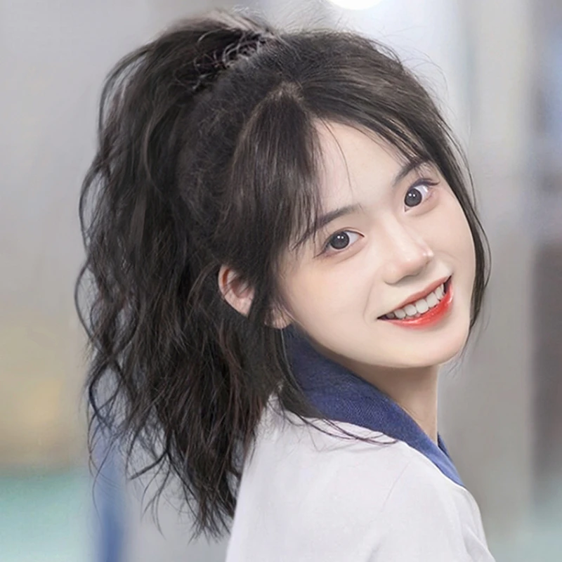 

Horsetail wig simulation high horsetail clip light Fried Dough Twists braid curly hair can tie light ponytail