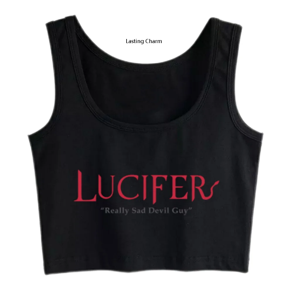 

Lasting charm lucifer really sad devil guy funny inscriptions cotton top harvest
