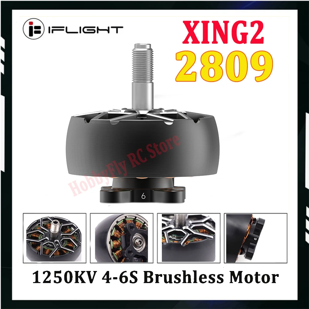 iFlight XING2 2809 1250KV 4-6S Бесщеточный двигатель Unibell с валом из титанового сплава 5 мм