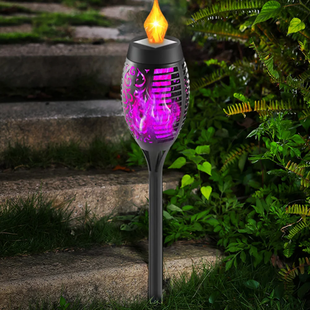 Solar LED Flame Torch Light Outdoor Waterproof Decor Lighting Auto On Off Pathway Lights for Garden Landscape Lawn