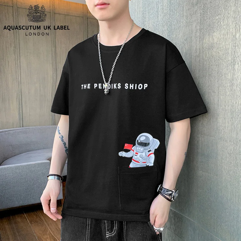 

Aquascutum 2022 ice new men's short sleeved T-shirt loose summer trend top