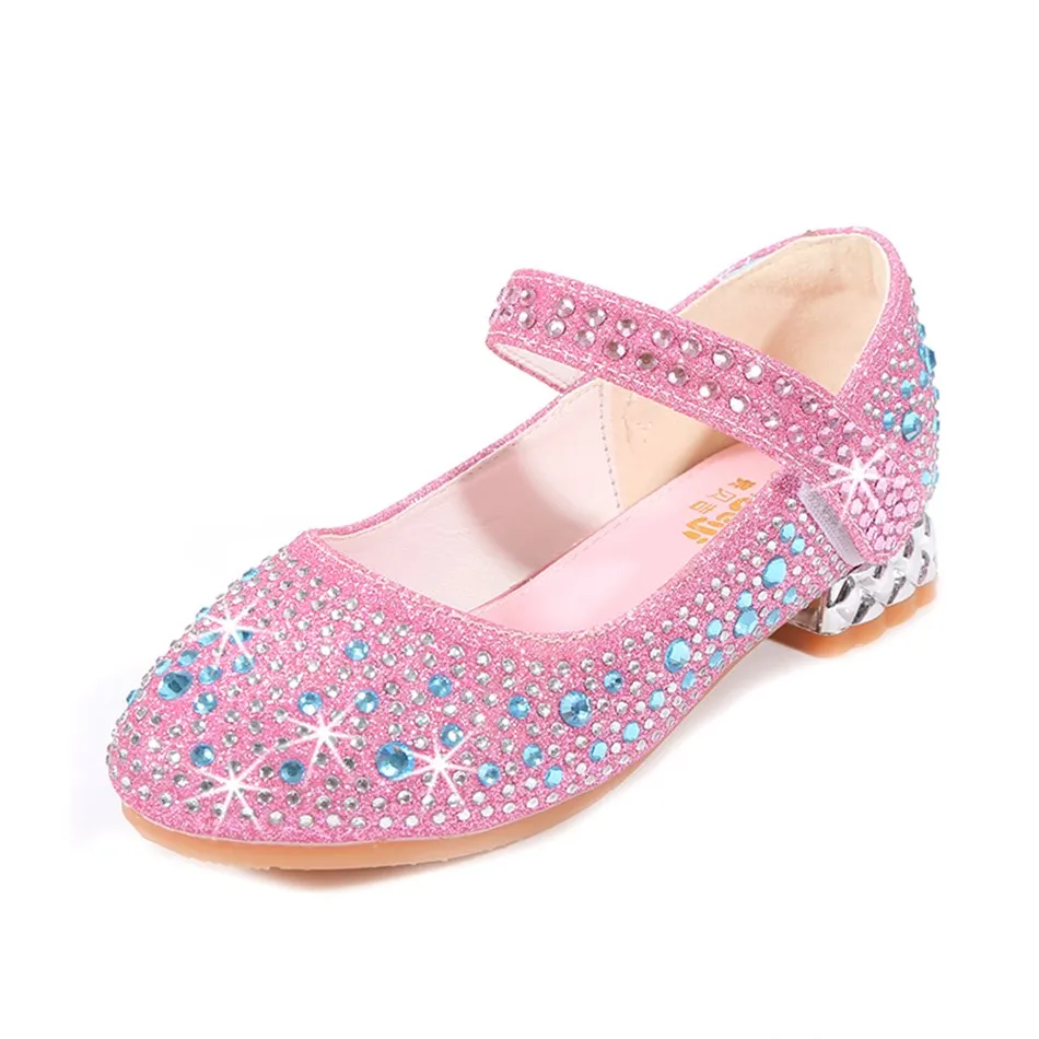 

Girls Aurora Sparkle Shoes Children Snow Queen Ballet Mary Jane Wedges Kids Elsa Heels Ballerina Flats Carnival Glitter Sandals