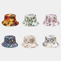 unisex plants print fashion bucket hat men outdoor leisure sun protection bucket hat travel age reduction fishing hats for women