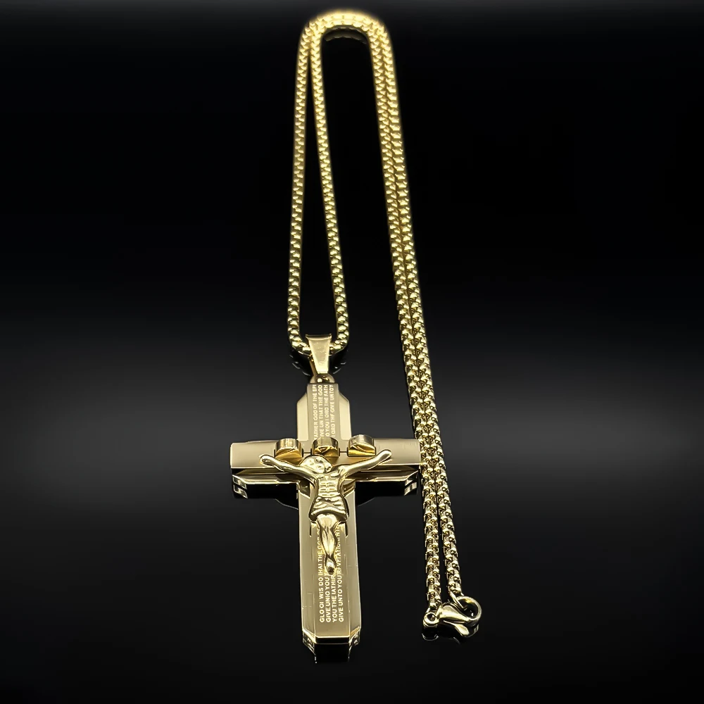 Панк кулон крест Иисус AFAWA нержавеющая сталь золото цвет