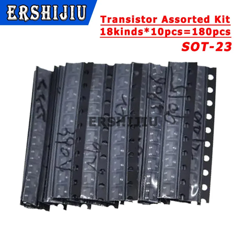 Набор транзисторов (SOT-23) 18 видов * 10 шт. = 180 2N2222 S9013 S9014 S9015 S9018 S8050 S8550 5551 5401 2N3904 2N3906 C1815