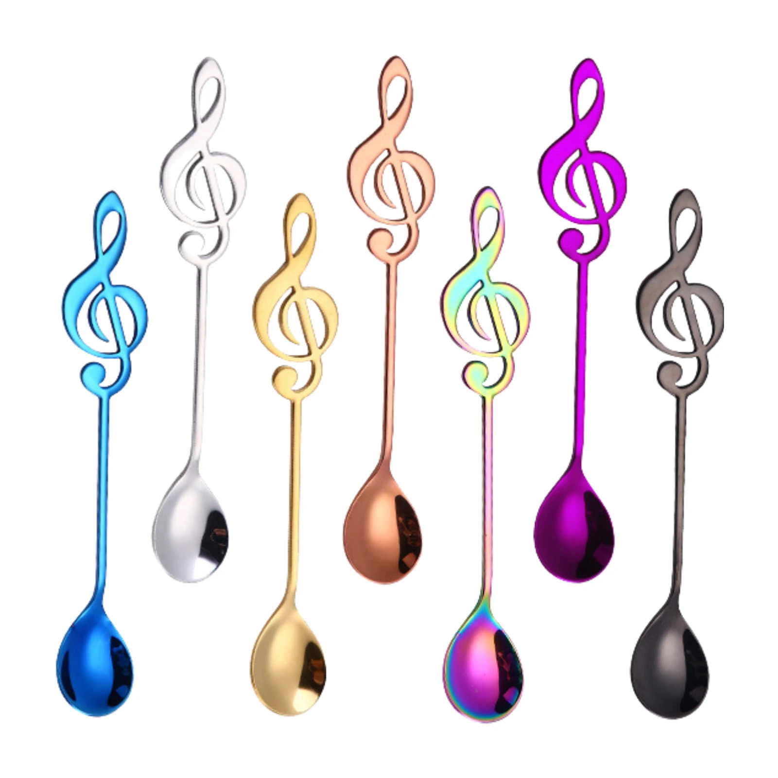 

Dessert Spoons Coffee Dessert Spoon Metal Coating Music Note Teaspoon Set Deep Impression 7 PCS Dessert Scoop Stainless Steel