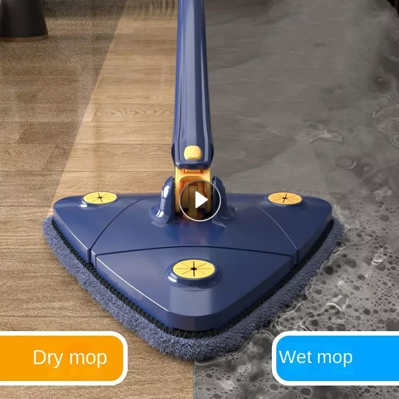 

Hand Free Flat Floor Mop 360 Rotatable Adjustable Cleaning Mop With Washable Microfiber Pads Reusable Household Cleaning Tools