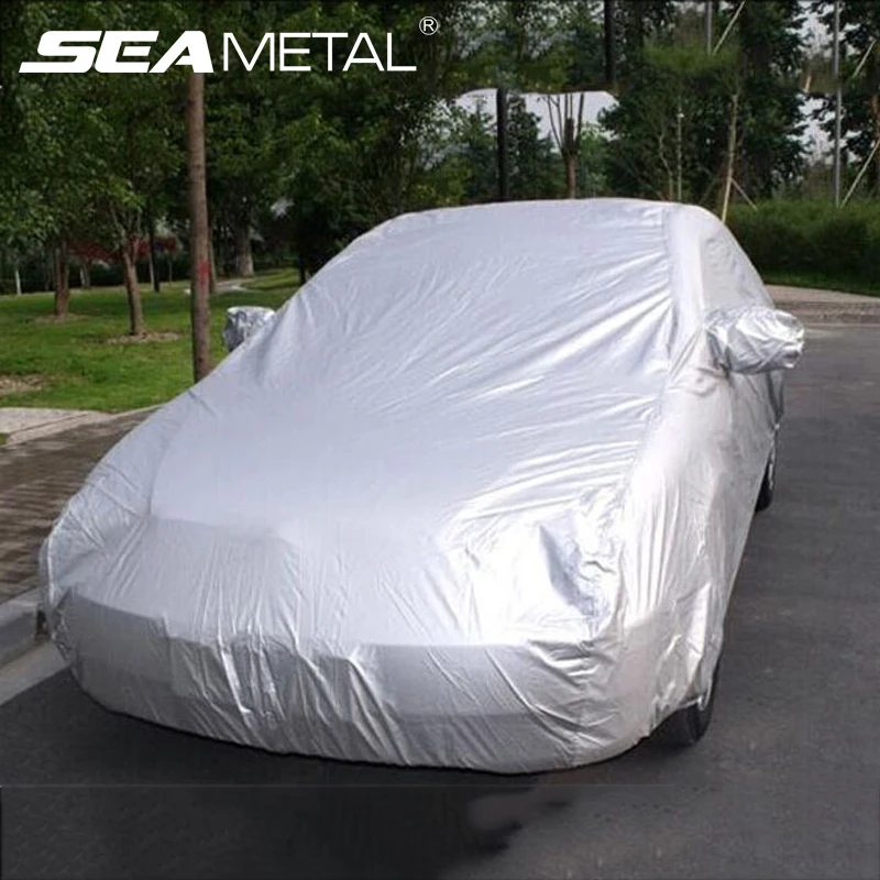 

Universal Full Car Cover Rain Frost Snow Dust Waterproof Protection Exterior Car Protector Covers Anti UV Outdoor Sun Reflective