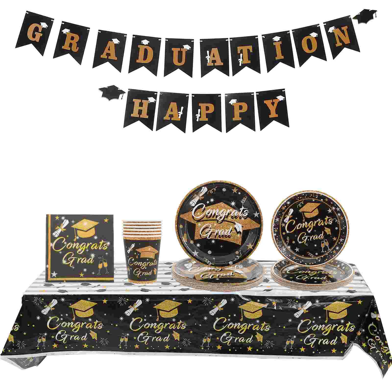 

1 Set Graduation Season Party Disposable Tableware Decorative Banner Decoration