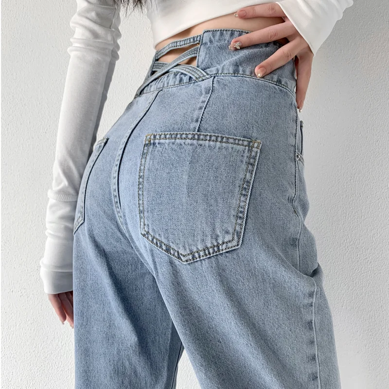 

ZOENOVA Casual Fashion Straight Leg Women's Jeans Denim Bottom Y2K Harajuku Boyfriend Long High Waist Baggy Jean Fall Pants Blue