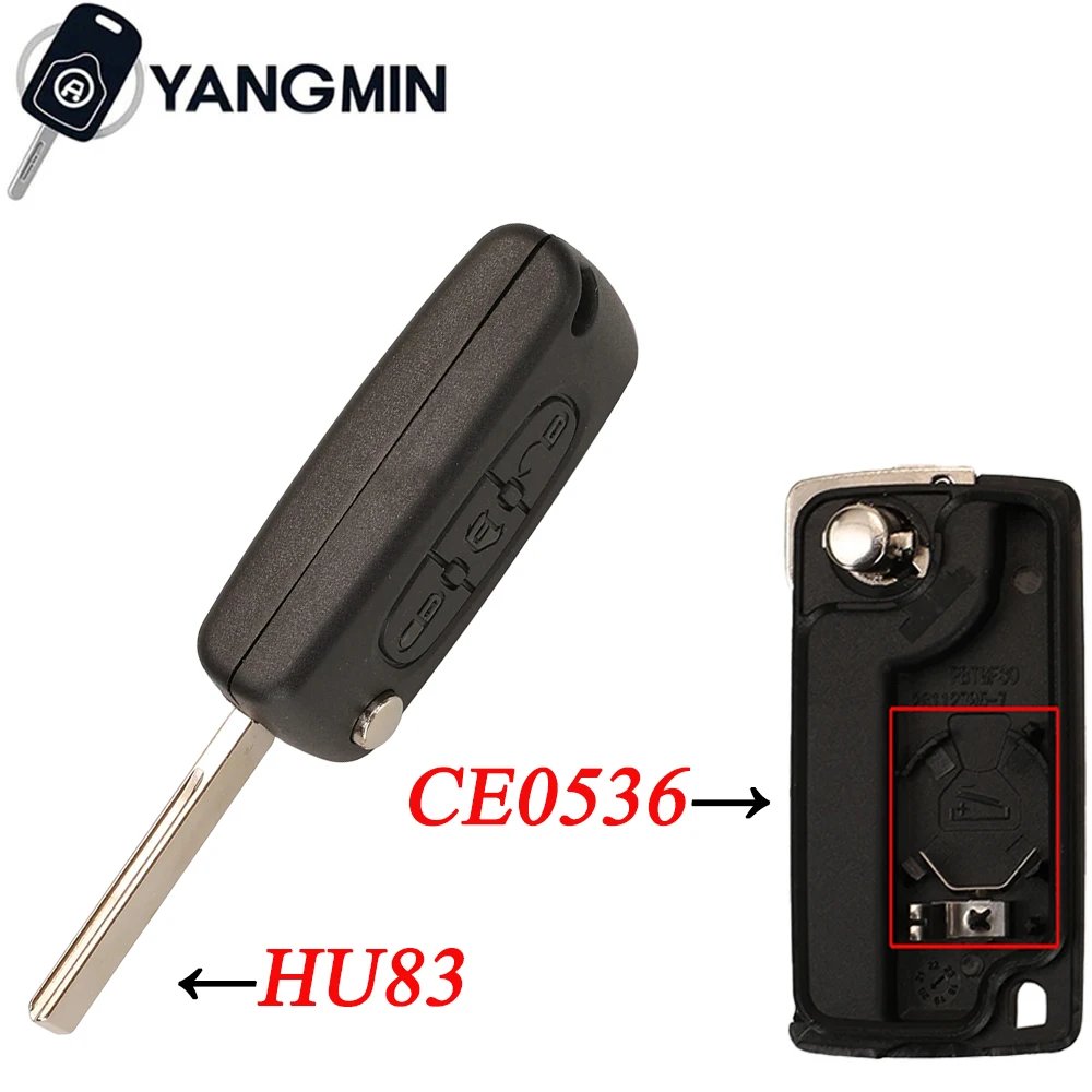 

YANGMIN Citroen ce0523 Чехол для дистанционного ключа автомобиля для Peugeot Partner Berlingo Dispatch HU83 VA2 clef peugeot CE0523 CE0536