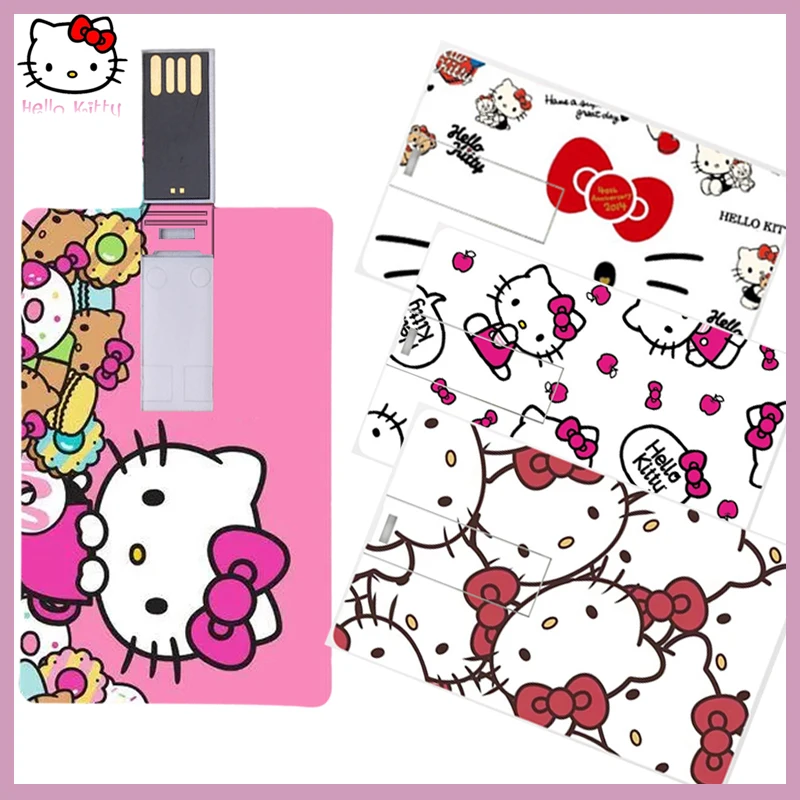 

Credit Card Usb Flash Drive Kittys Sanrios Cartoon Kuromi Anime Memory Usb Stick Flash Drive High Speed Pen Drive Pendrive 128Gb