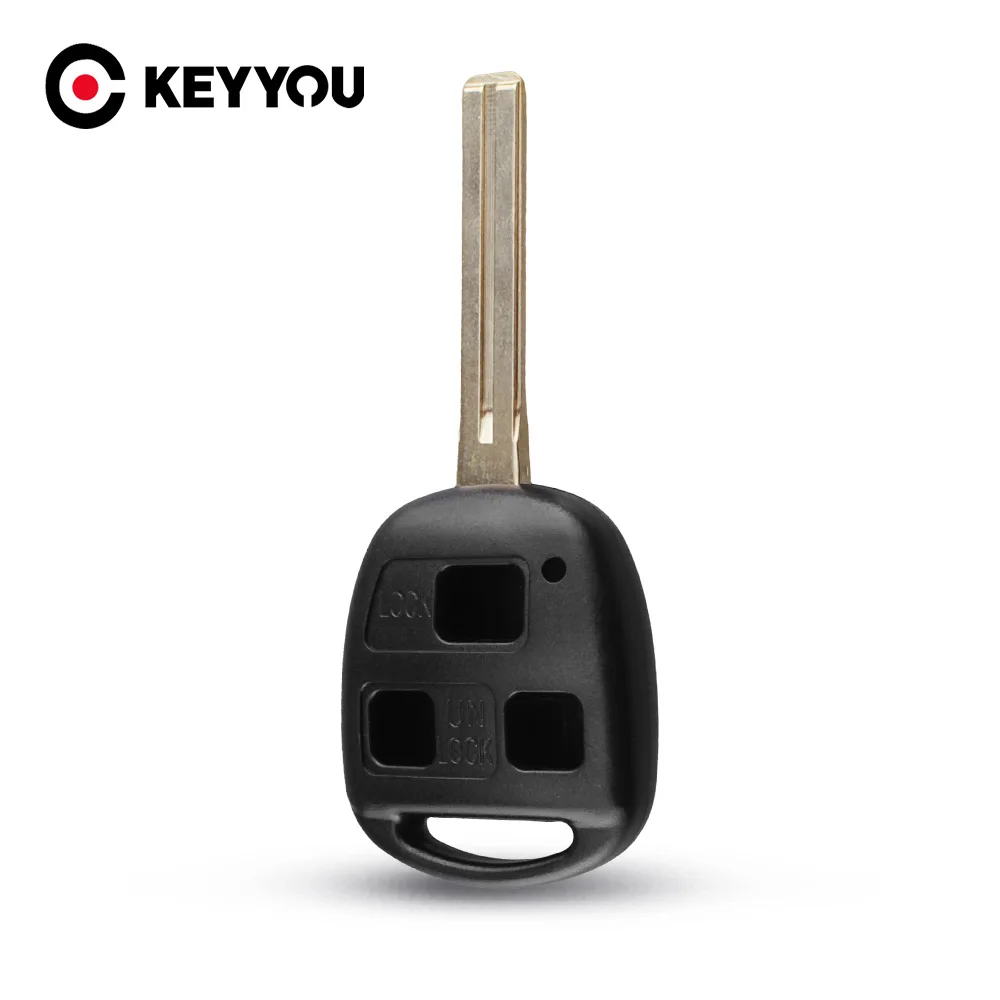 

KEYYOU New Car Remote Key Shell Replacement for Toyota For Lexus 2 Button Uncut Key Fob Case Blade TOY48 46mm Long Blade