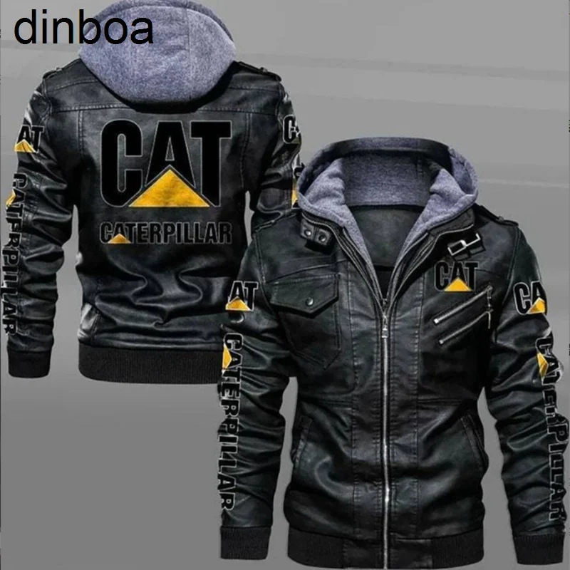 Dinboa- Men Winter Leather Jackets Coat Motorcylce Casual Fleece Thicken Motorcycle Pu Jacket Biker Warm Men Brand Leatherman