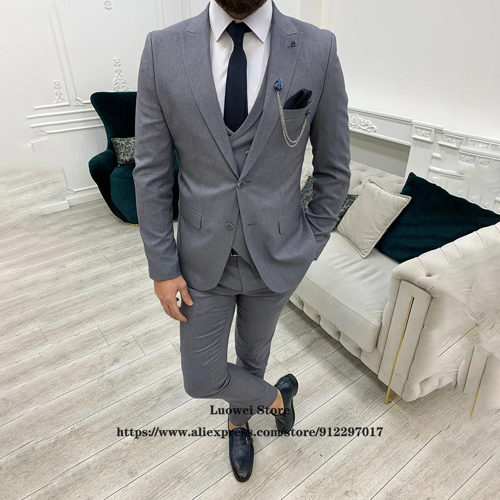 Костюм для мужчин Классический облегающий из 3 предметов пиджак жилет и брюки