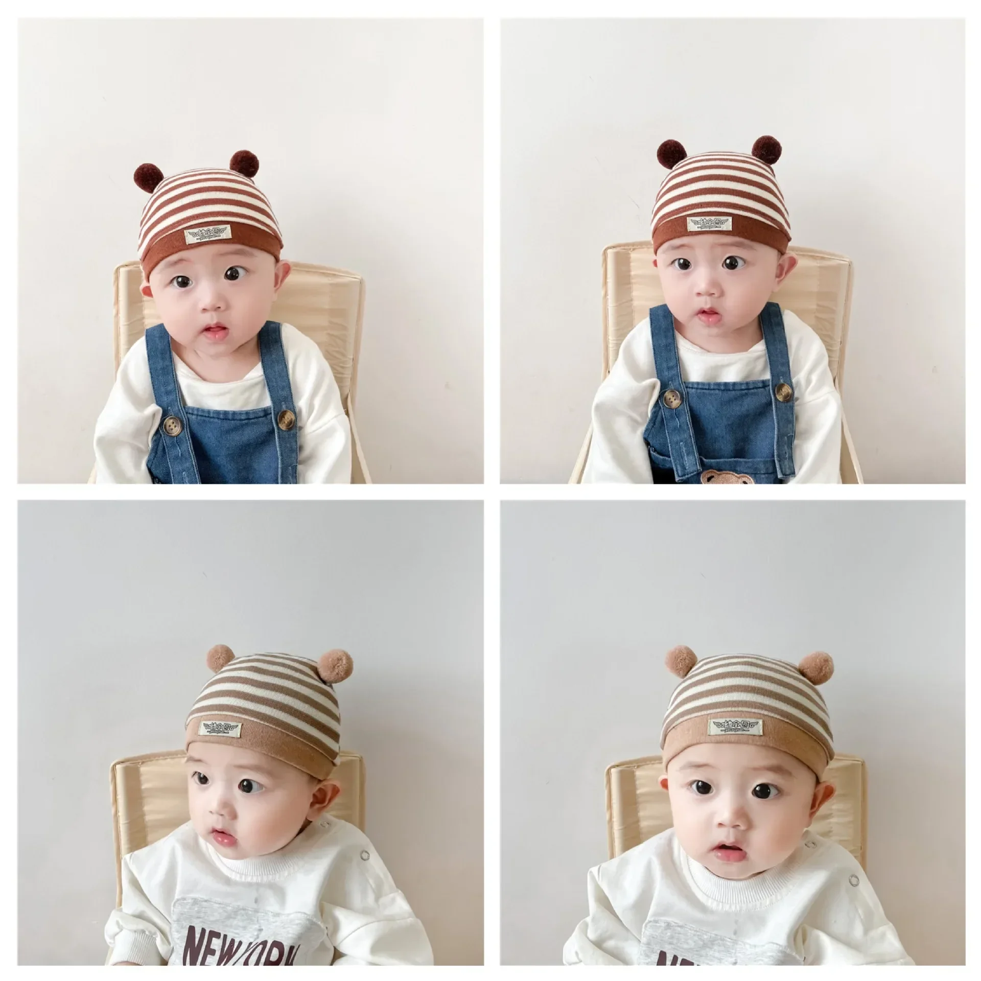 Хлопковая Детская Шапка Для Детей 0-3 Месяцев Регулируемая Унисекс