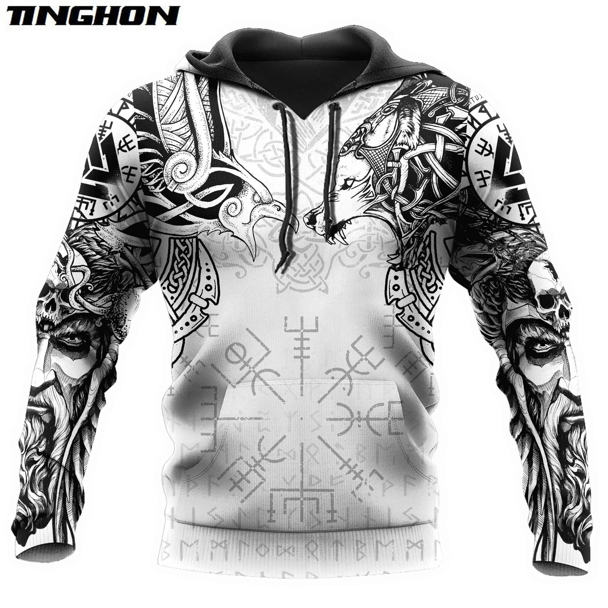 

Odin Raven Viking Fenrir Wolf Tattoo 3D Printed Mens hoodie & Sweatshirt Autumn Unisex zip Hoodie Casual Sportswear XY220