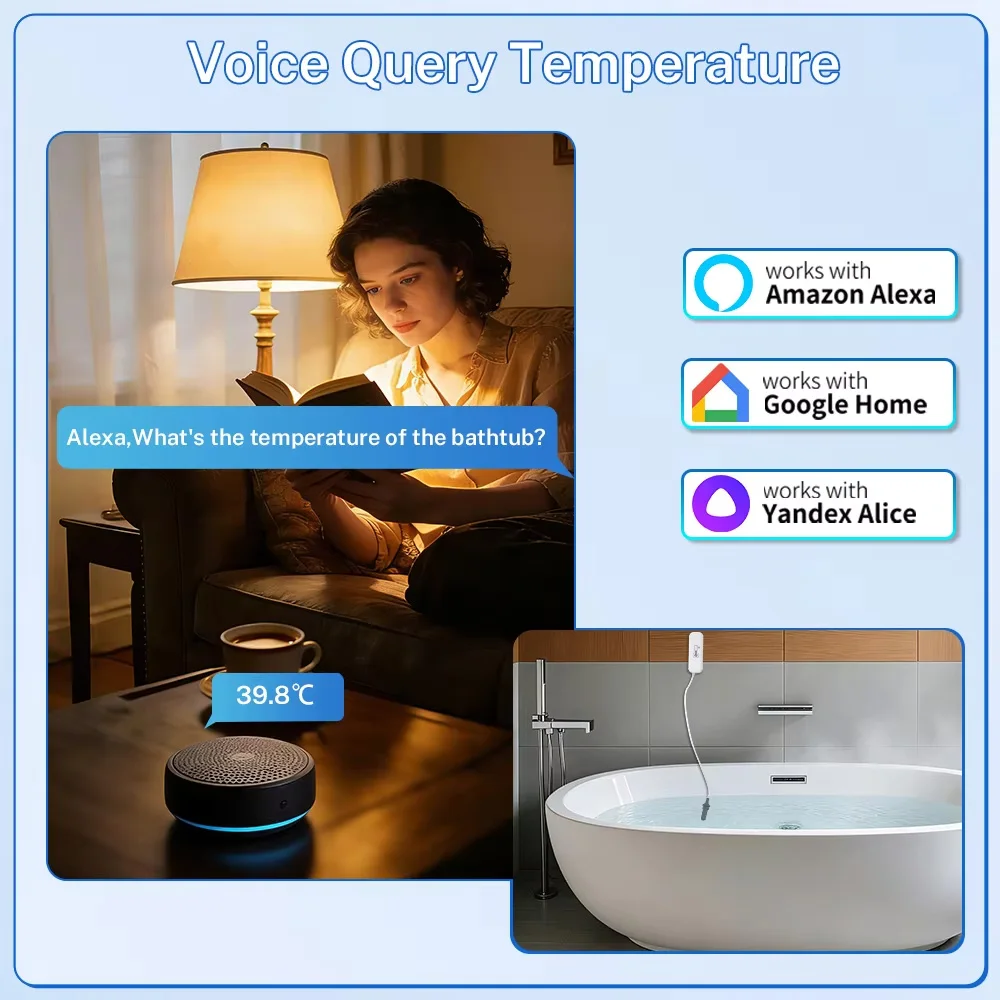 Фото Датчик температуры и влажности Tuya Zigbee WiFi с внешним датчиком, совместимый с умным домом, Smart Life, Google Home, Alexa №5