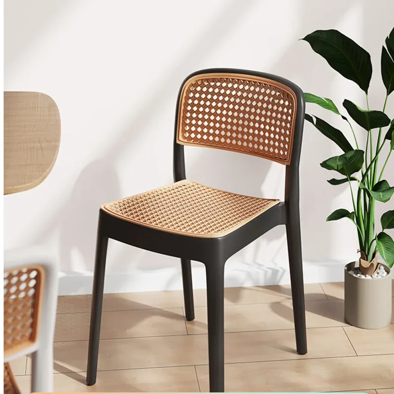Утолщенные обеденные стулья пластиковый стул из искусственного ротанга для