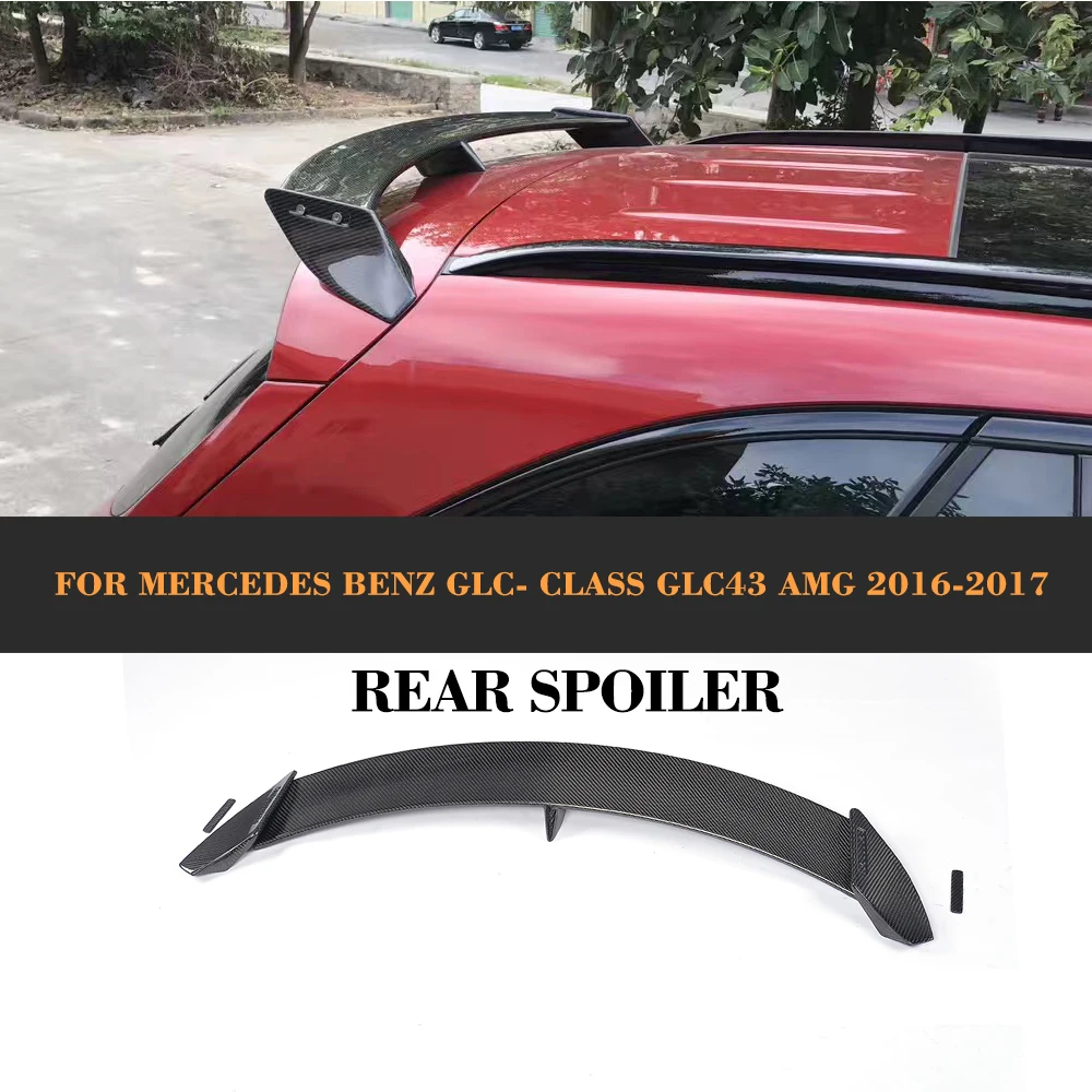

For GLC Class Carbon Fiber Car Rear Roof Spoiler Wing For Mercedes Benz X253 GLC43 AMG 2016-2019 Rear Window Lip Sticker