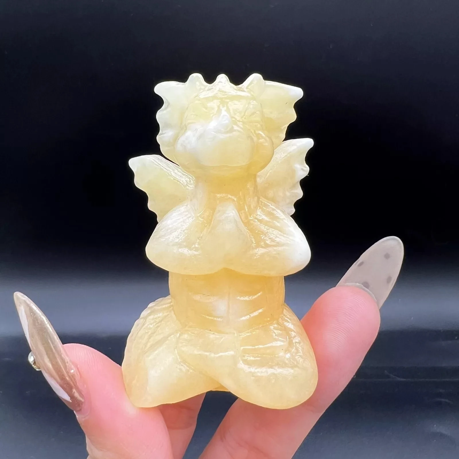 Натуральный Оранжевый Калиcit Ручная Резная Медитация Дракон Кристалл Череп