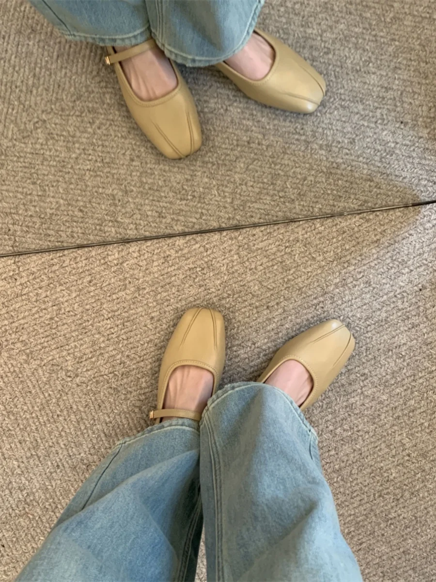 Весна 2024 дизайнерские женские элегантные туфли с квадратным носком однотонные в