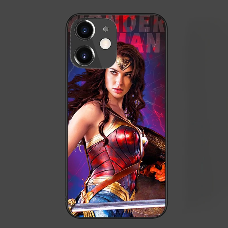 Wonder woman Black mobile phone cover For IPhone 11 7 8P X XR XS XS MAX 11 12pro 13 pro max 13 promax Cute Soft Shell Phone Case