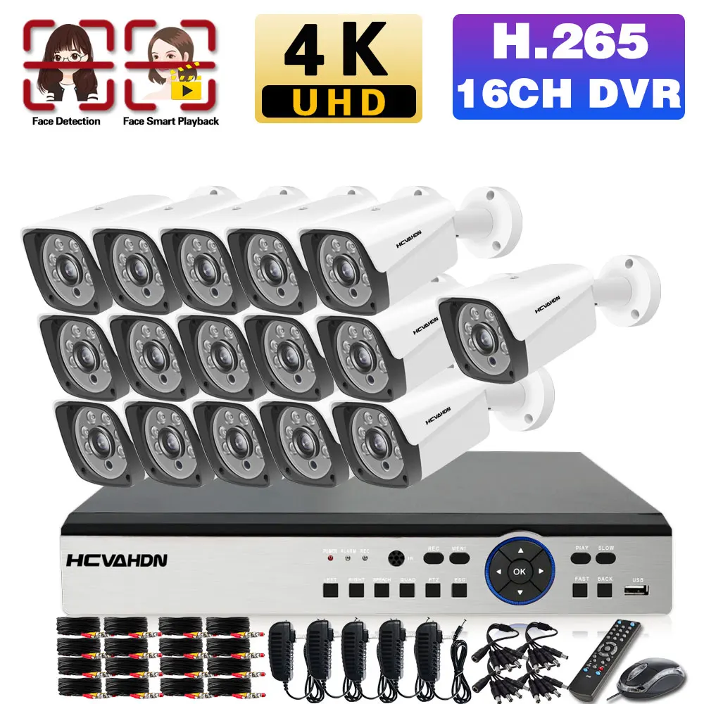 

Распознавание лица, аналоговый телефон, 16 каналов, 4K DVR, AHD камера ночного видения, система видеонаблюдения, 8 каналов