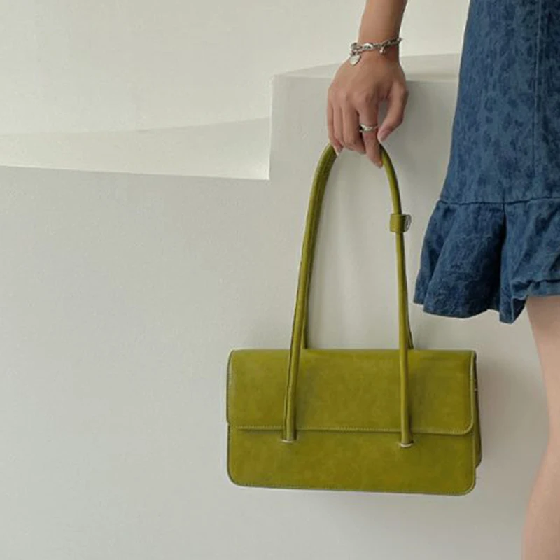 

Femme Solid Color Handbags Women 2022 PU Leather Fashion Simple Square Shoulder Shopping Bag Classic Vintage Office Lady Handbag
