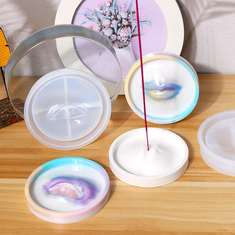 

Handmade Cement Lips Incense Insert Silicone Molds DIY Plaster Eyes Shaped Round Incense Sticks Storage Base Yoga Decoration