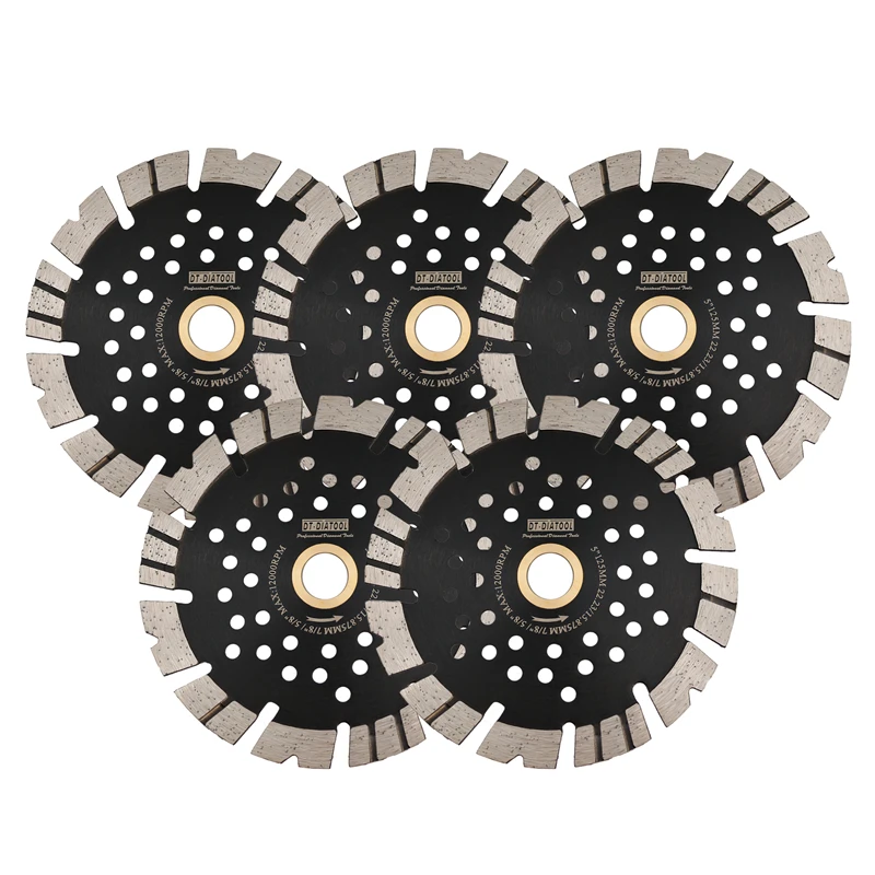 

DT-диаматоль 1/2/3/5 шт., диаметр 125 мм, диски для сухой пилы с несколькими отверстиями, режущие диски для гранита, бетона, кладки, V-зуба, гофрированная сухая резка
