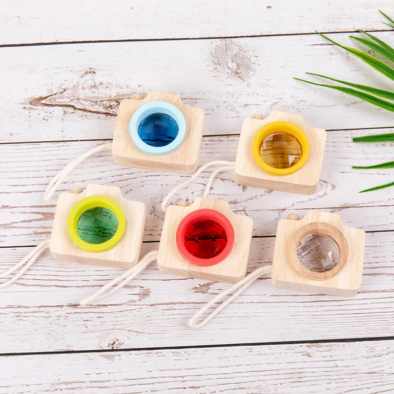 

Wooden Camera Toys for Children Kaleidoscope Rainbow Wooden Toys Color Learning Early Educational Game