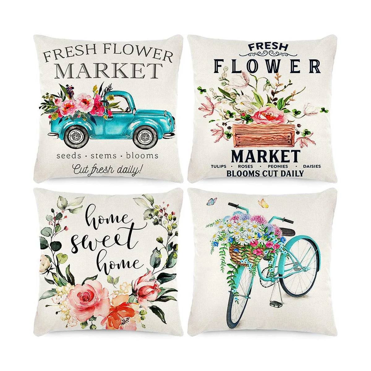 

Spring Pillow Covers 18x18 Inch 4, Spring Decorations Farmhouse Throw Pillow Covers, Home Couch Decor