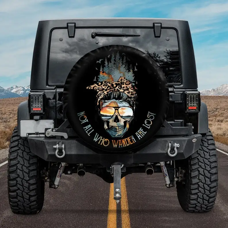 

COVER CARNot All Who Wander Are Lost Spare Tire Cover - Car Accessories, Custom Spare Tire Covers Your Own Personalized Design,