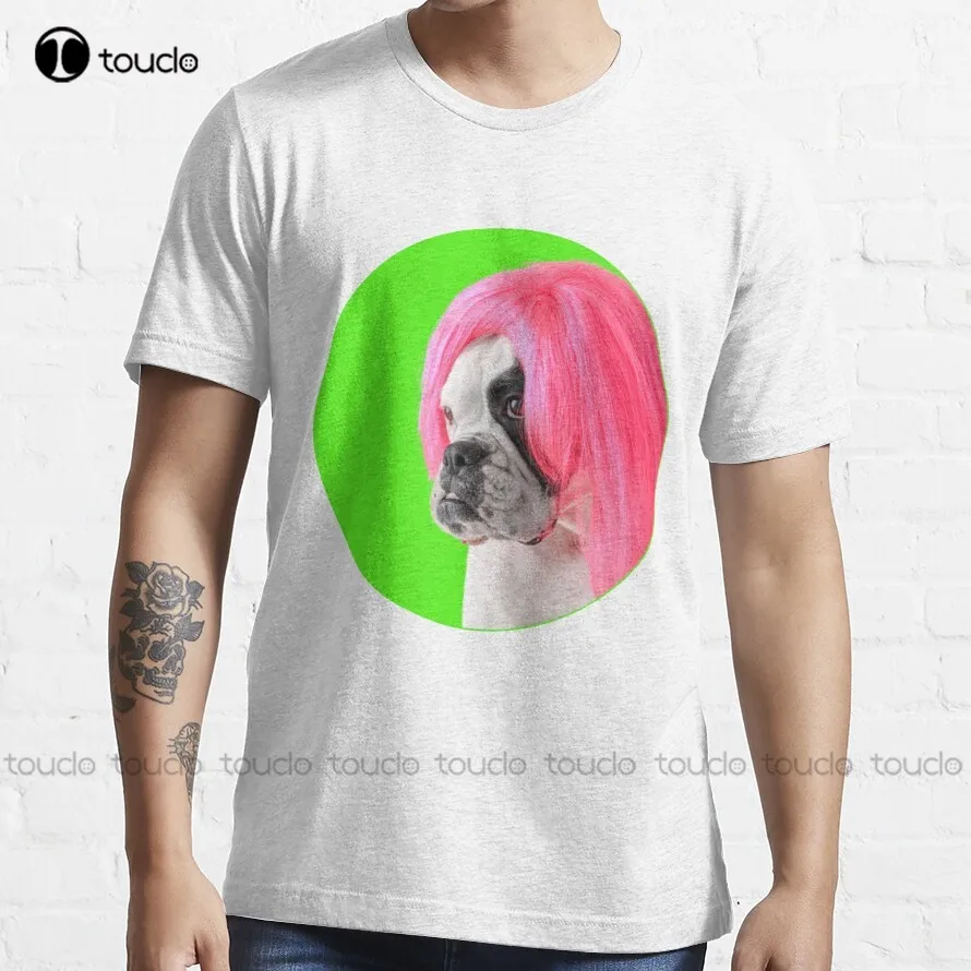 

Dog With Wig T-Shirt Mens Short Sleeve Shirt Fashion Creative Leisure Funny Harajuku T-Shirt Harajuku Streetwear New Popular