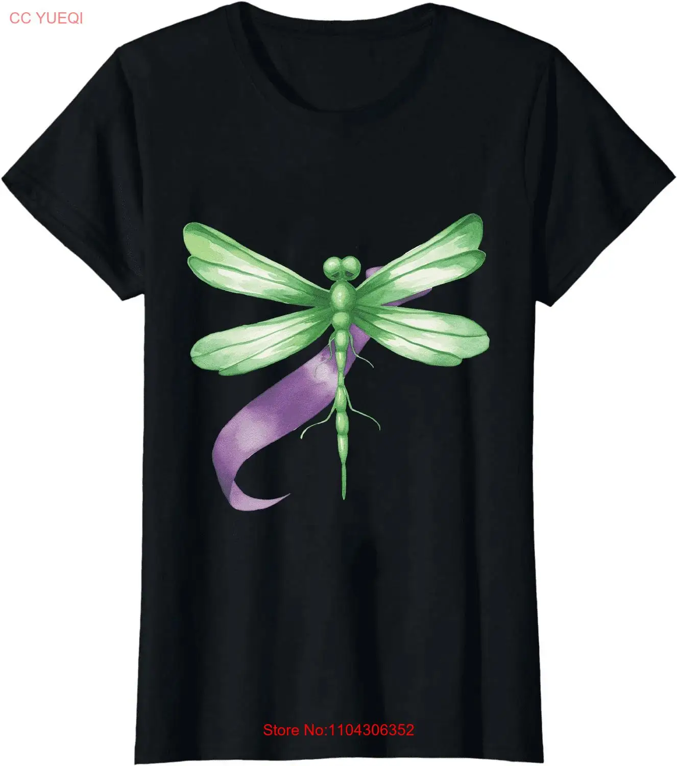 Женская футболка в стиле хиппи Dragonfly с фиолетовой лентой и круглым вырезом