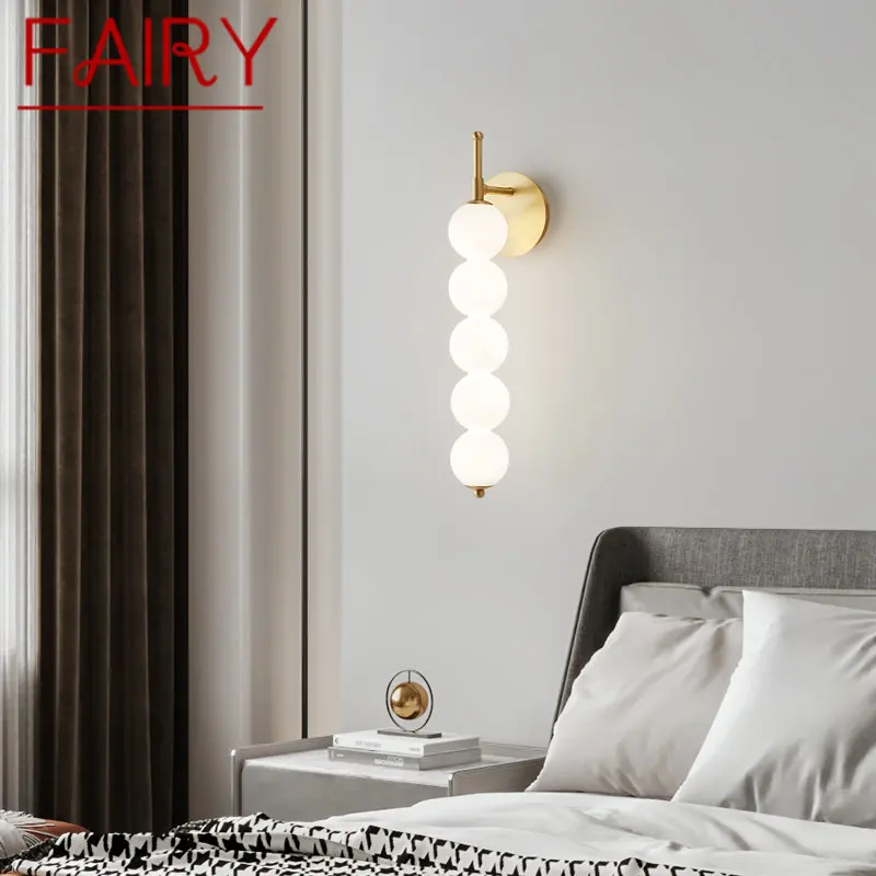 

FAIRY Modern Glass Light Sconce LED 3 Colors Creative Brass Gold Wall Lighting Fixture for Home Living Room Bedroom Decor