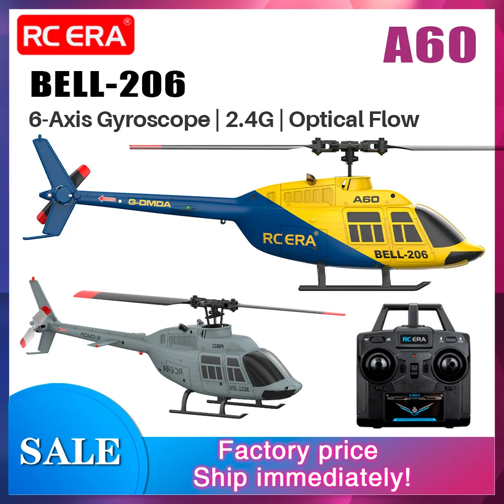 Фото RC ERA A60 4-канальный вертолет, масштаб 1/42 BELL-206, оптическое позиционирование потока, 10 минут, время летания, 2,4G, 120 м, 6-осевой гироскоп, бесщеточный самолет №5