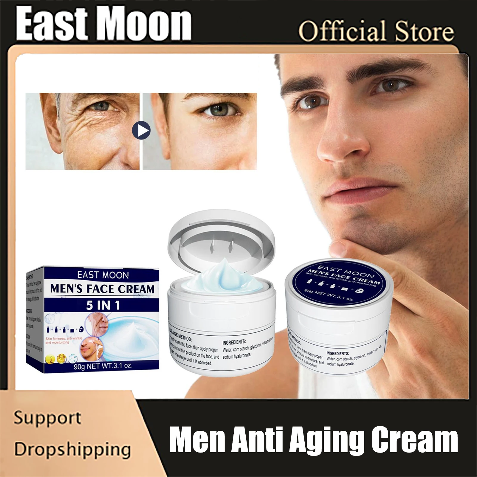 

Anti Aging Cream for Men Firming Lifting Fade Fine Lines Improve Roughness Moisturizing Whitening Brightening Anti Wrinkle Cream