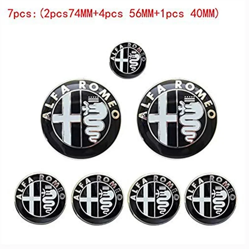 

7 шт. автомобильный передний капот, задний багажник, наклейка на крышку ступицы рулевого колеса для Alfa Romeo Giulia MiTo Stelvio Giulietta GT 159 147 156