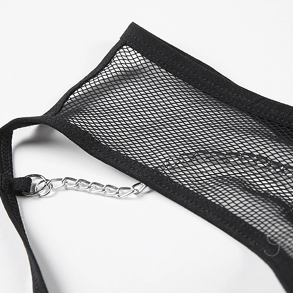 

Women Sexy Metal Chain G String Briefs Sheer Mesh See Through Underpants Low Waist Hollow Out Erotic Thong Panties Lingerie