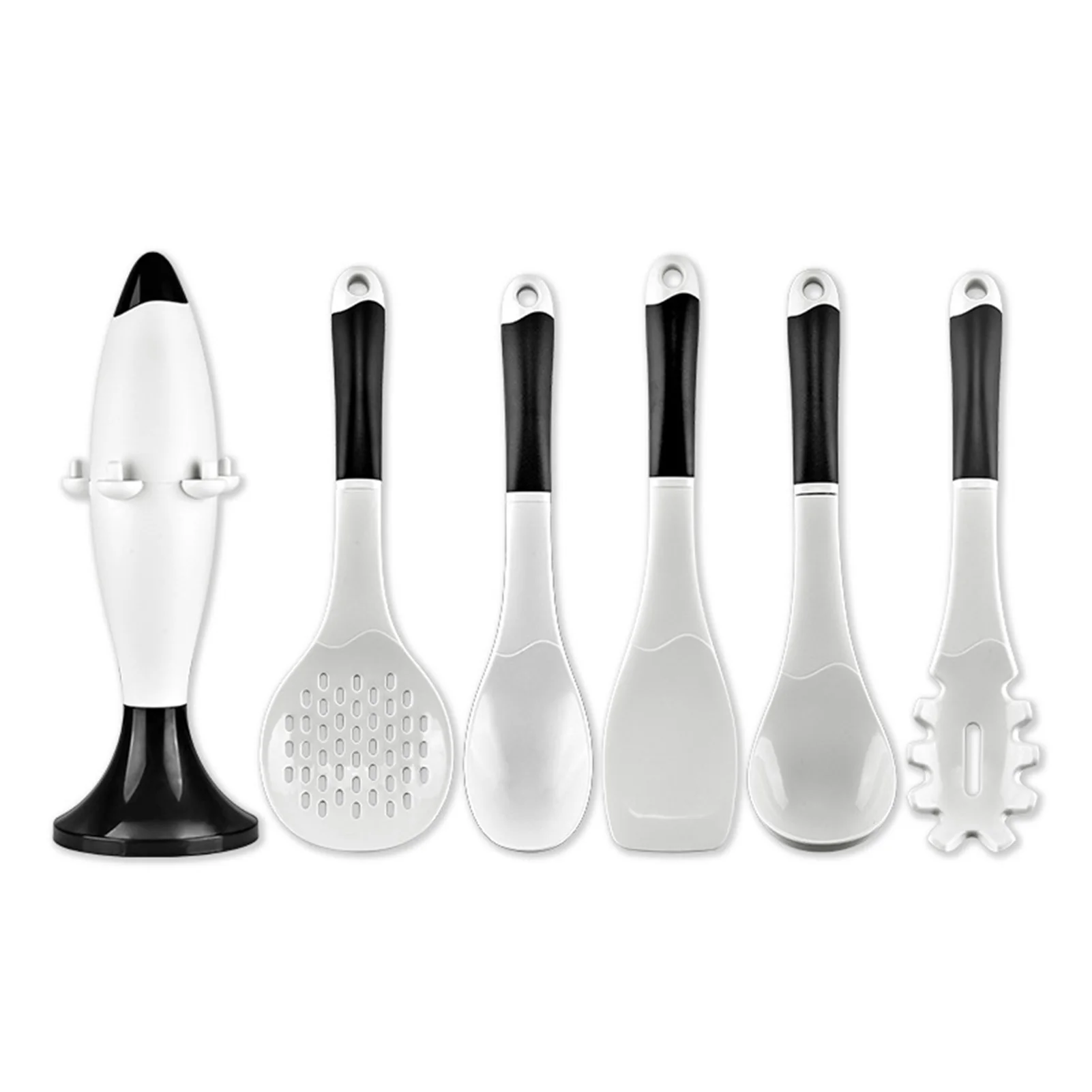 

6pcs Silicone Kitchenware Cooking Utensils Set With Storage Rack Heat Resistant Non-stick Cookware Kitchen Cooking Tool Set