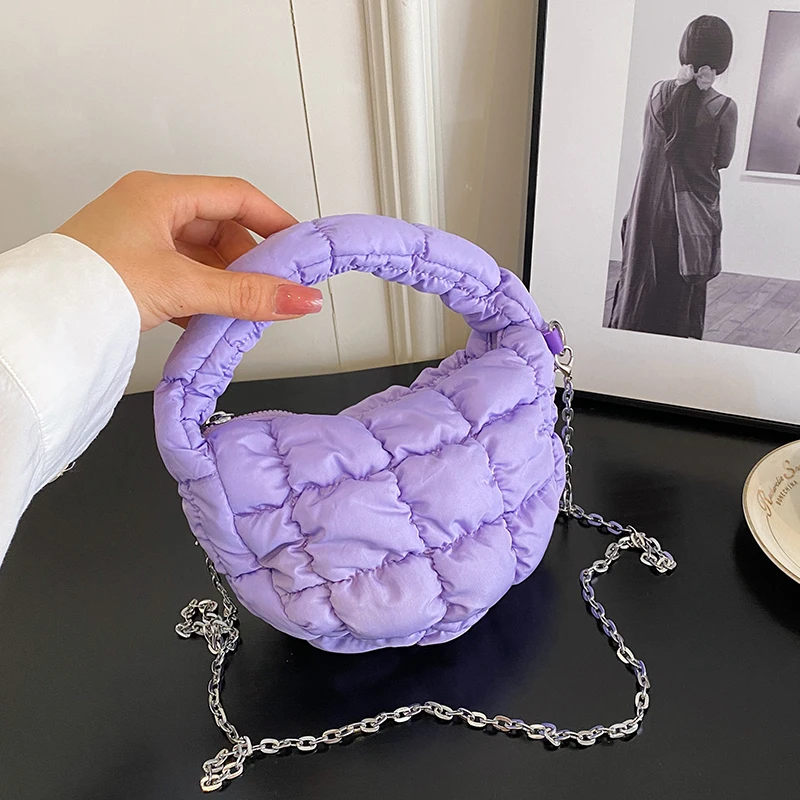 

10 Color Quilted Plaid Shoulder Bag Fashion Space Cotton Handbag Designer Lady Clutch Bag 2023 New Small Hobo Crossbody Bag Sac