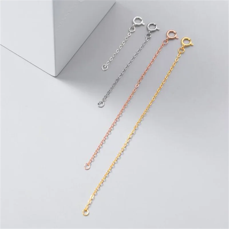 

2psc s925 Silver Extension Chain For DIY Handmade Necklace Bracelet Accessories Adjusting Chain Jewelry Making Gift Finding